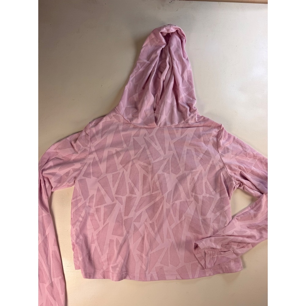 Hoodie Women Size L Pink Excellent Geometric Mesh Thumbhole Activewear